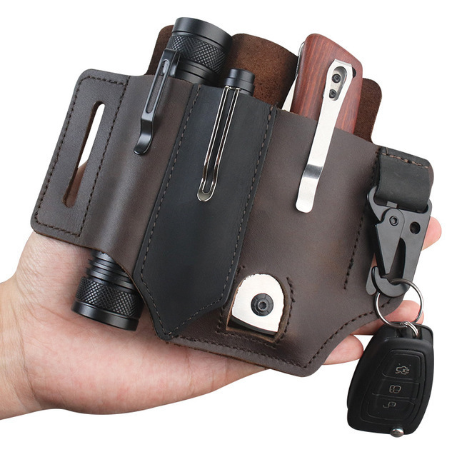 Leather EDC Tool Pouch Outdoor - Edc Carry Fanny Pack ulasan dan harga